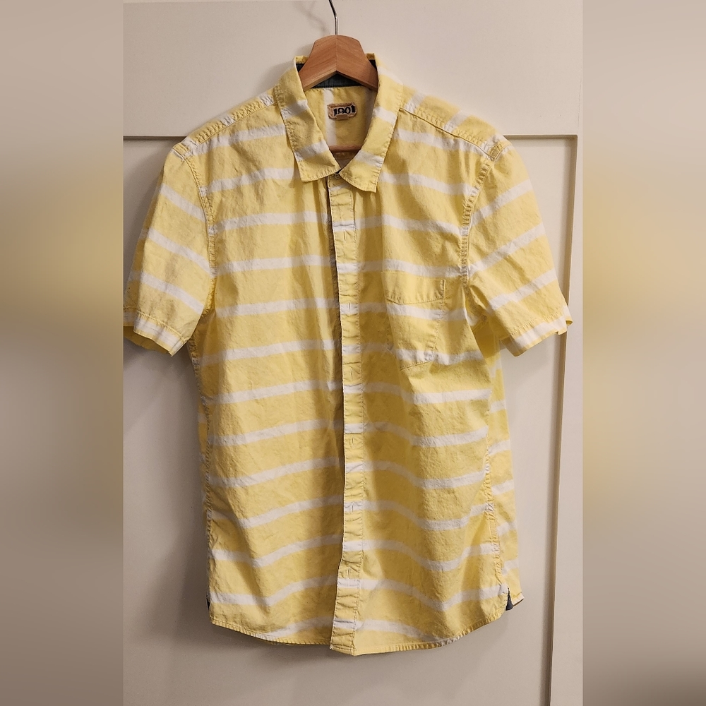 1901 Trim Fit Short Sleeve Button Down Shirt Yellow Men's Size XL Nordstrom